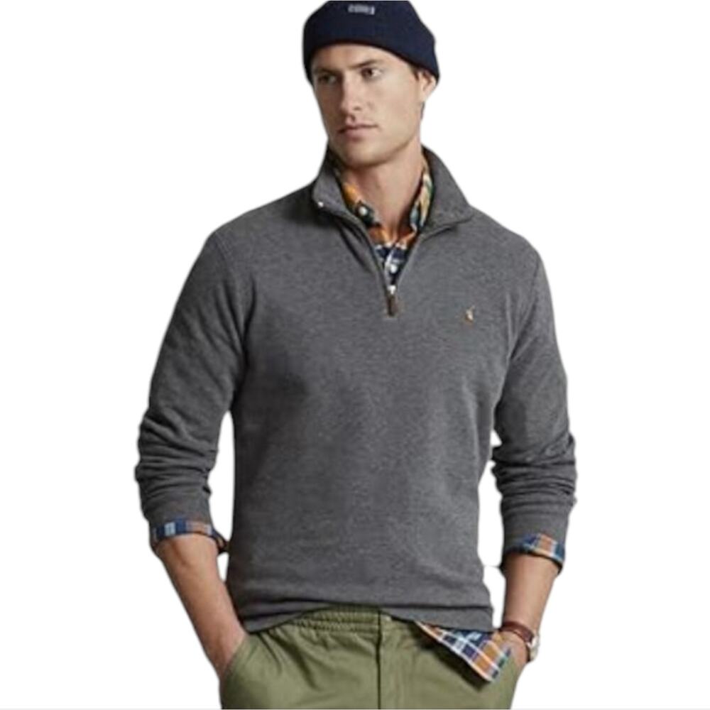 Polo by Ralph Lauren‎ 1/4 Zip Grey Red Pony Logo Shirt Size 3XLT